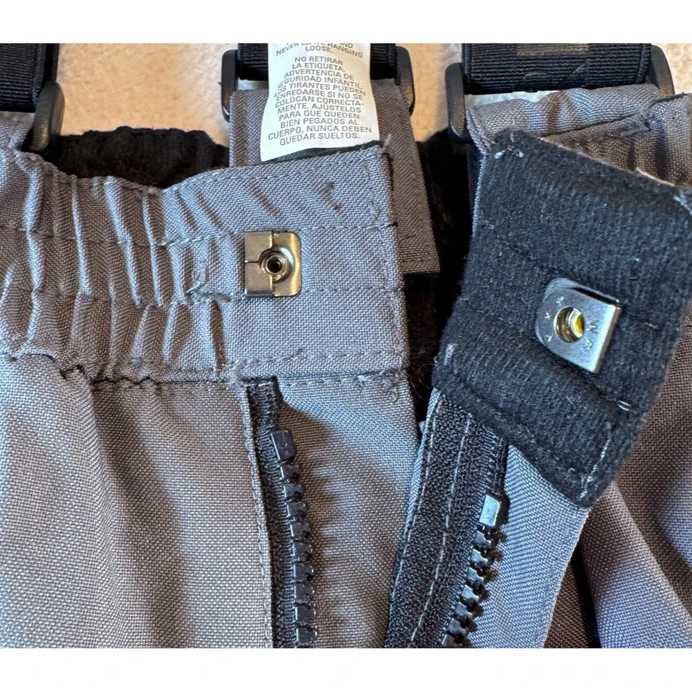 Gerry Snow Bibs Kids Size S 7/8 Gray Insulated Ski Pants Adjustable Suspenders